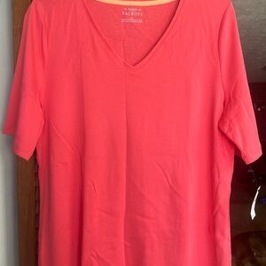 Talbots Coral Short Sleeve V-Neck Tee